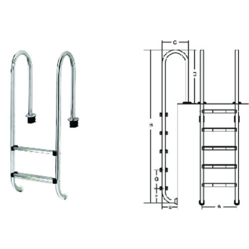 Muro Merdivenler AISI-316 P. Çelik 1,2 mm et kalınlığı -  boru Ø 42 mm 