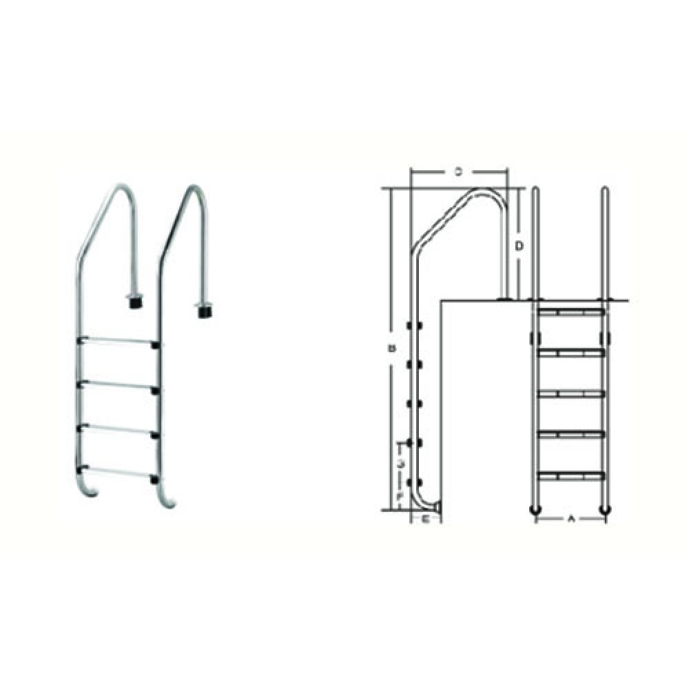 Standart Merdivenler AISI-316 P. Çelik 1,2 mm et kalınlığı -  boru Ø 42 mm 
